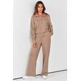 thumbnail image 3 of PRETTYGARDEN Women's 2 Piece Outfits Casual Lapel Half Zip Sweatshirts And Wide Leg Pants Tracksuit Sets, 3 of 8