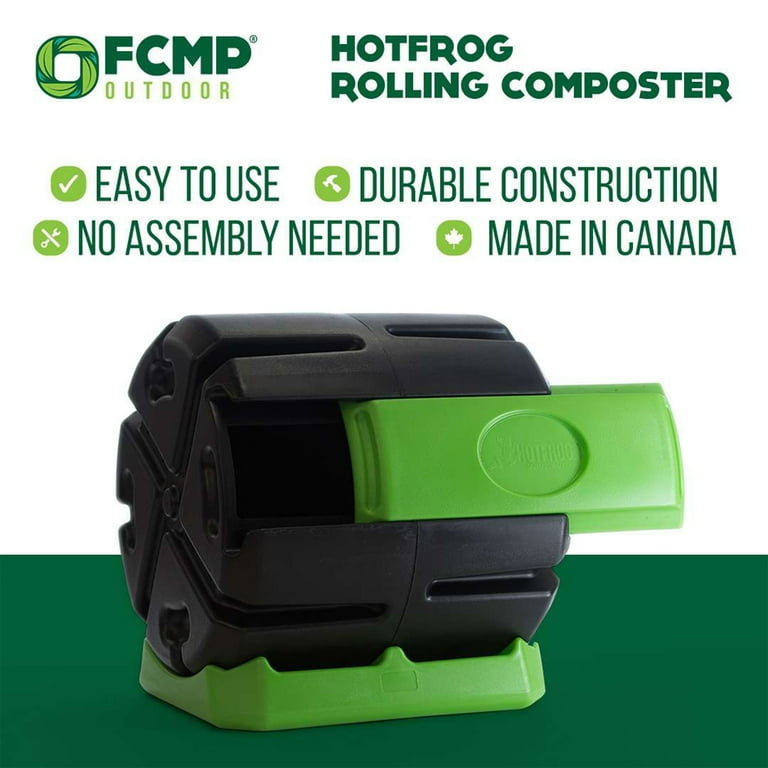 FCMP Outdoor HOTFROG 37 Gallon Dual Body Rotating Tumbling Composter Bin Green Fcmp1001 FCMP Outdoor HOTFROG 37 Gallon Dual Body Rotating Tumbling Composter Bin Green Fcmp1001
