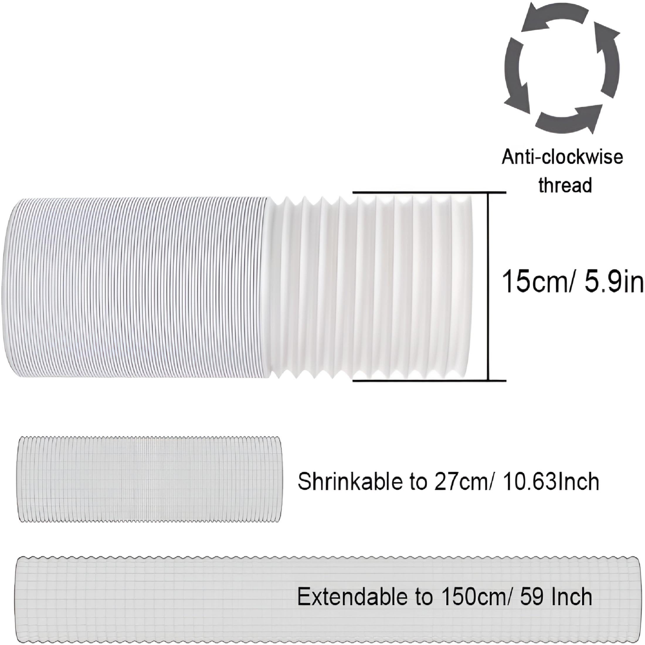 ARLAJO Portable Air Conditioner Window Vent Kit,Adjustable Window Seal with 5.9 Inch Diameter,59 Inch Length Exhaust Hose,Universal for Sliding Horizontal Or Vertical Window