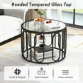 thumbnail image 4 of Gymax 2-Tier 24'' Round Coffee Table w/ Oval Swivel Brackets & Reeded Tempered Glass Black, 4 of 9