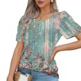 thumbnail image 1 of Fiudx Ofertas Del Día Top Estampado con Cuello Redondo y Manga Corta Informal para Mujer a La Moda, 1 of 5