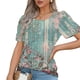 thumbnail image 4 of Tops Cortos para las Mujeres Cuello Redondo Suelto Impreso de Manga Corta, Tops Sueltos para las Mujeres, 4 of 5
