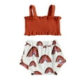 thumbnail image 4 of Qiylii Girl’s 2Pcs Clothes Set, Solid Color Tank Tops+Rainbow Triangle Shorts, 4 of 6