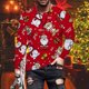 thumbnail image 2 of Blusa informal de manga larga con cuello redondo y estampado navideño para hombre Pompotops oipoqjl2422, 2 of 6