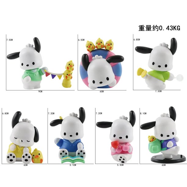 7 unids/set Sanrio figura muñeca Kawaii Pachacco PVC Anime coleccionable lindo hecho a mano juguetes decorativos regalos de navidad decoración del hogar