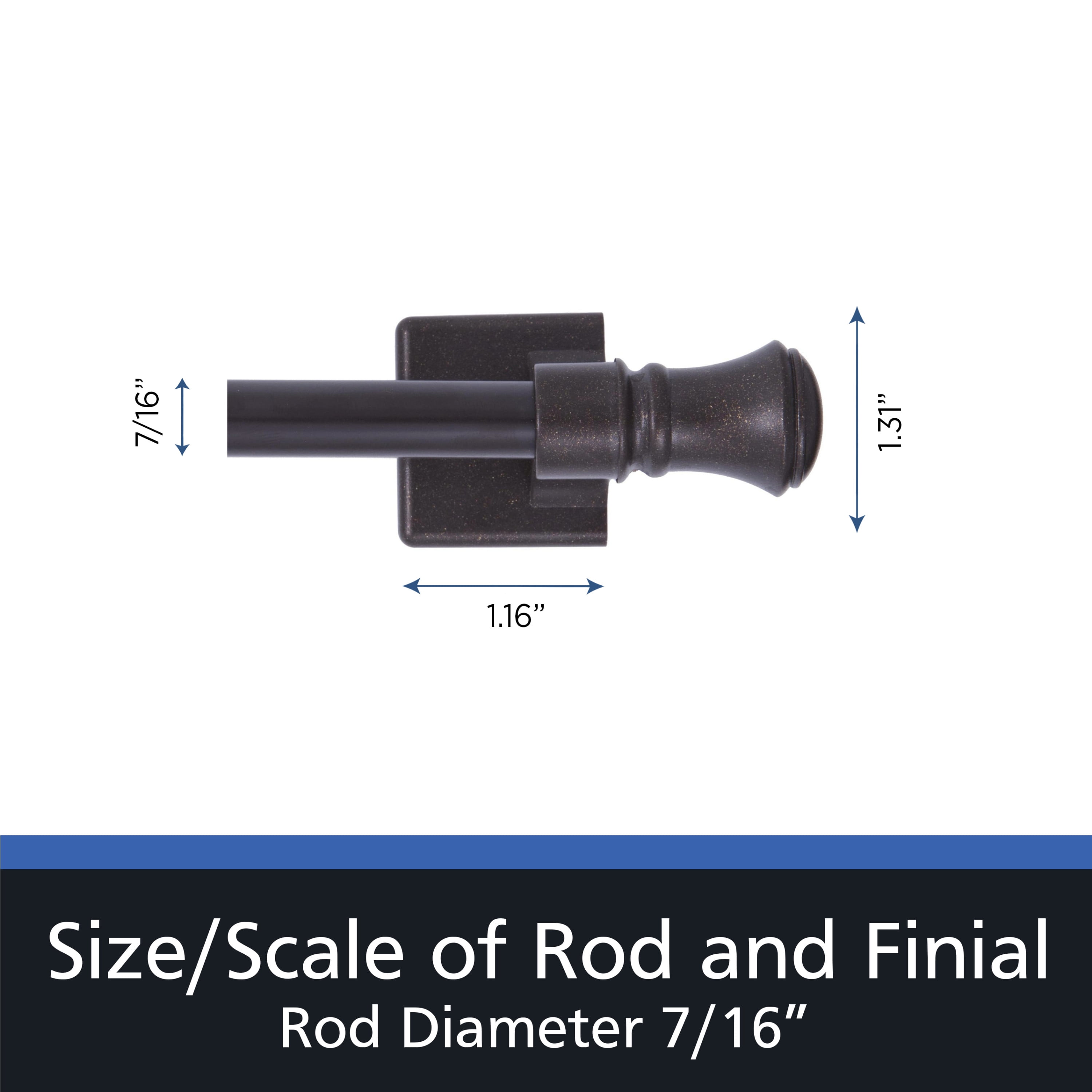 (3 pack) Mainstays 16-28 in. Cameron Adjustable Steel/Plastic Magnetic Drapery Rod, 7/16 in. Diameter, Bronze