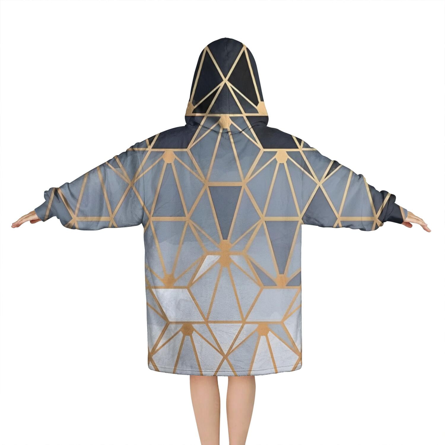 Gold Black Checkered Pattern Blanket Hoodies for Kids 6-13YR Oversize Wearable Blanket Hoodies for Boys Girls Teens