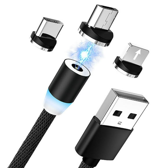 ZOUSSIQI Magnetic Charging Cable 3.3 Feet 3 in 1 Nylon Braid Magnetic Phone Charger Cable for Android for IOS for Type C Black M005 black 3 in 1 EL225#77087
