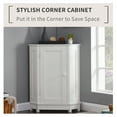 thumbnail image 3 of Home Floor Corner Storage Cabinet, Bathroom Standing Storage Cupboard with Door and 3-Tier Shelves, Space Saving Triangle Cabinet, Modern Storage Organizer for Bedroom Living Room, White, D1609, 3 of 10