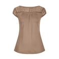 thumbnail image 5 of Mikilon Ensemble Élégant pour Femmes 2 Pcs Haut à Manches Courtes Imprimé Patchwork en Dentelle Col Rond Chic Confortable Ensemble Haut/chemise à Manches Courtes Col Rond Kaki TP, 5 of 5