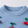 thumbnail image 6 of Gubotare Baby Sweater Girls Sweaters Crewneck Long Sleeve Pullover Jumper Cotton Fall Chunky Fancy Cable Knit Sweater with Side Slit 3T 4T (Blue,3-4 Years), 6 of 9