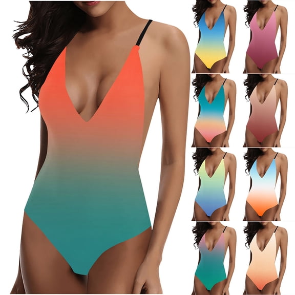 Sentmoon Swimsuits for Women Spaghetti Strap Sleeveless Bikinis for Women Women Fasion Print Strappy Back Set Swimsuits Plus Size Bathing Suits Tankinis Swimwear Yellow XXXL