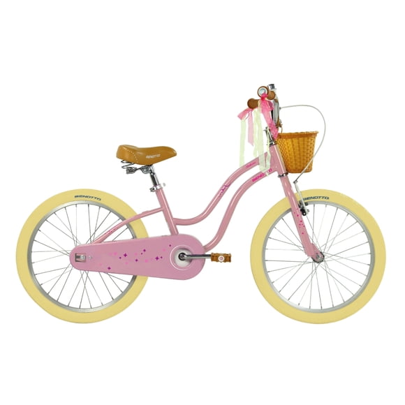 Bicicleta Benotto Ballerina tipo Cross Rodada 20 1 velocidad Frenos en V con Canastilla y Cascada multicolor en Manubrio Color Rosa