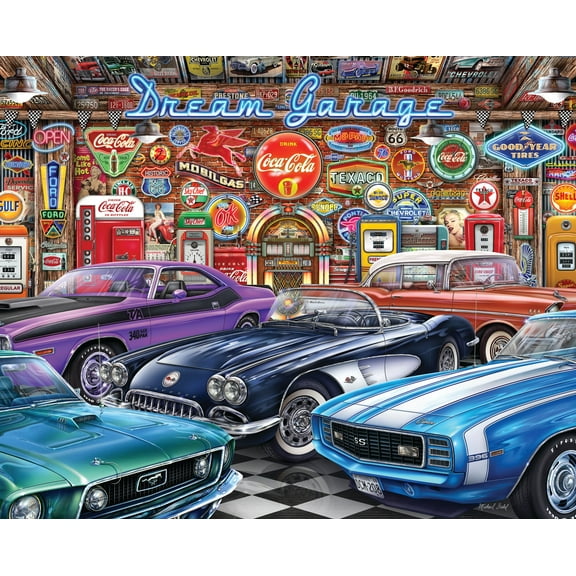 Springbok 1000 Piece Dream Garage Jigsaw Puzzle for Adults - Classic Car Puzzle