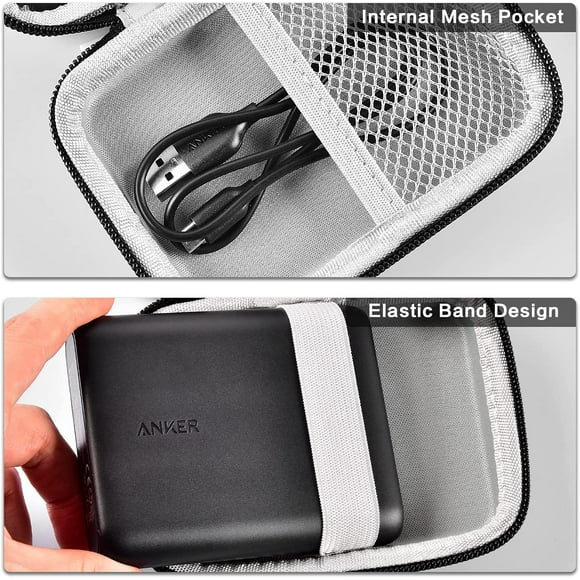 Case Compatible with Anker PowerCore 13000 Portable Charger - Compact 13000mAh 2-Port Ultra Portable Phone Charger Power Bank, Hard Travel Carrying Storage with Accessories Pocket for USB Cable
