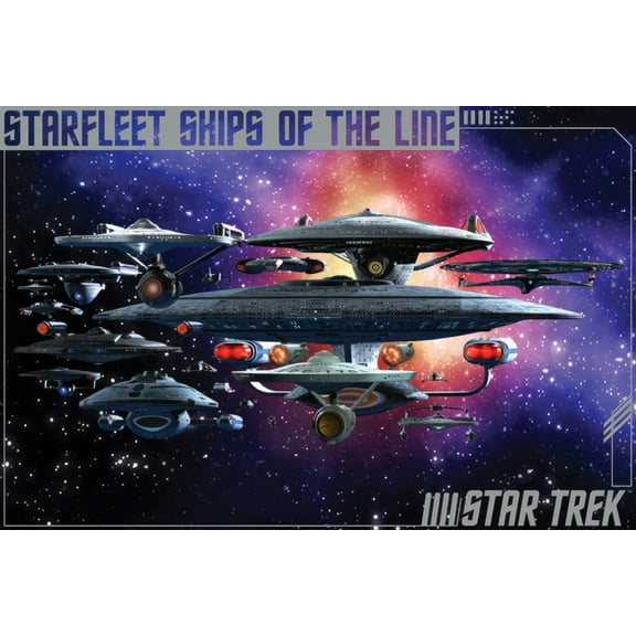 Star Trek - TV Show Poster (Starfleet Ships Of The Line - Enterprise, Voyager...) (Size: 36" x 24")