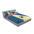 thumbnail image 3 of Ambesonne Cartoon Fitted Sheet & Pillow Sham Set, Alien Abduction Space, Twinxl, Blue and Yellow, 3 of 3