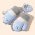 thumbnail image 2 of Curuila Toddler Boys Girls Gloves Cute Cartoon Dinosaur Print Winter Warm Soft Comfortable Thickened Knit Mitten Blue Size 0-4 Years, 2 of 4