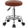 thumbnail image 1 of Tabouret en Cuir PU avec Roues Tabouret Rond Moderne à Roulettes avec Repose-Pieds Pivotant à 360° Hauteur Réglable Tabouret Chaise pour Maison Travail Dessin Spa Salon Massage Tabourets de Beauté Petit (Brun), 1 of 5