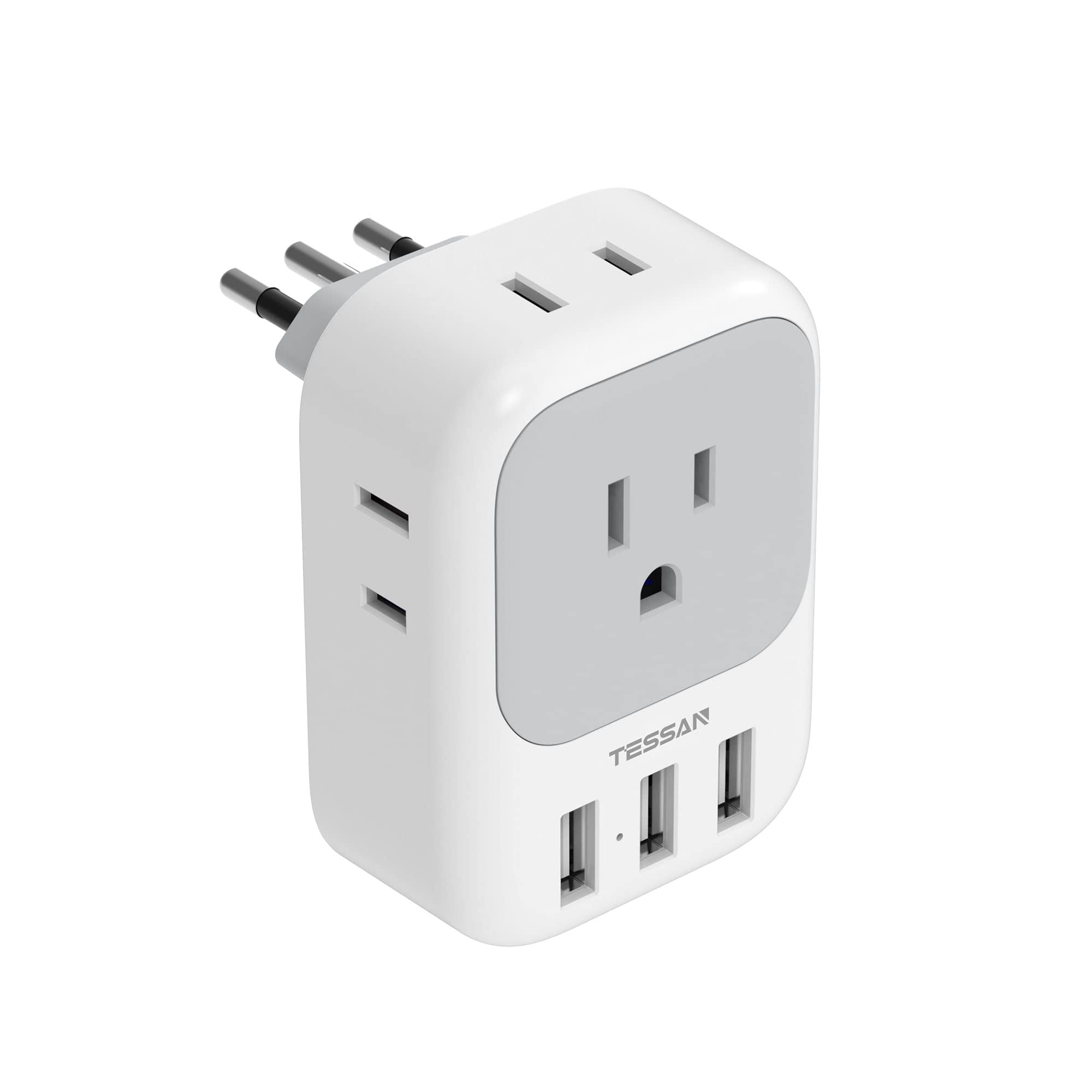 Italy Travel Plug Adapter, US to Italian Power Adapter with 4 Outlets