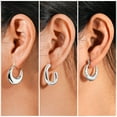 thumbnail image 2 of JeenMata Juego de 3 Pares de Pendientes de Moda para Mujer en Baño de Oro Blanco, Pendientes de Aro, Pendientes Hipoalergénicos, Colgantes y Gruesos, Regalo de Joyería para Mujer, 2 of 5