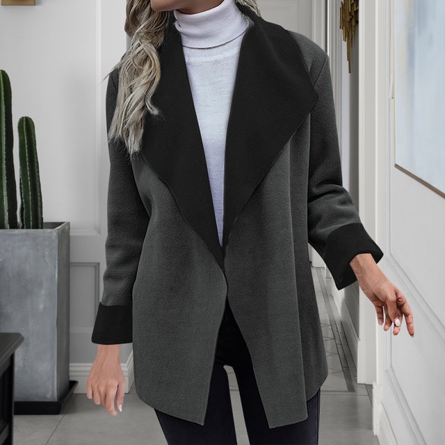LOVZFMLL Jackets for Women's Loose Solid Color Lapel Double-sided Plush Thick Cardigan Jacket