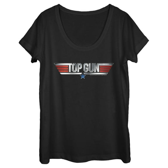 Women's Top Gun Shiny 3D Logo  Scoop Neck