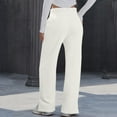 thumbnail image 5 of WTOBBY Women's Thin Wide Leg Pants with High Waist, Casual Work Pants with Flowy Design and Back Pockets, Comfortable Trousers for Women, Ideal for Office and Casual Wear,White S, 5 of 7