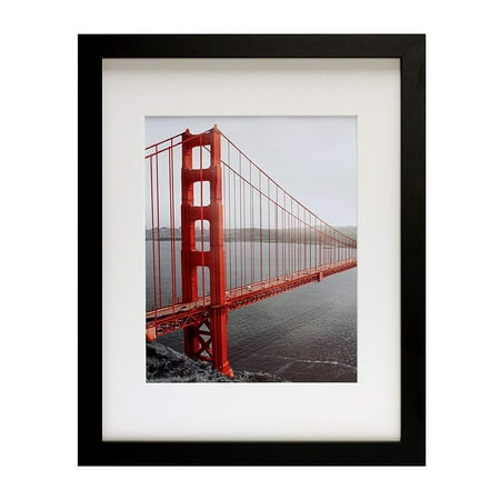 Golden State Art, 11x14 Black Picture Frame - Made to Display Pictures 8x10 with Mat or 11x14 Without Mat - Wide Molding - Pre-installed Wall Mounting Hardware