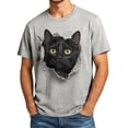 thumbnail image 3 of TrendOFT T Shirts for Man Unisex Animal Cat Graphic Print Short Sleeve Crew Neck Loose Summer Daily Mens Shirts Light Gray S, 3 of 6