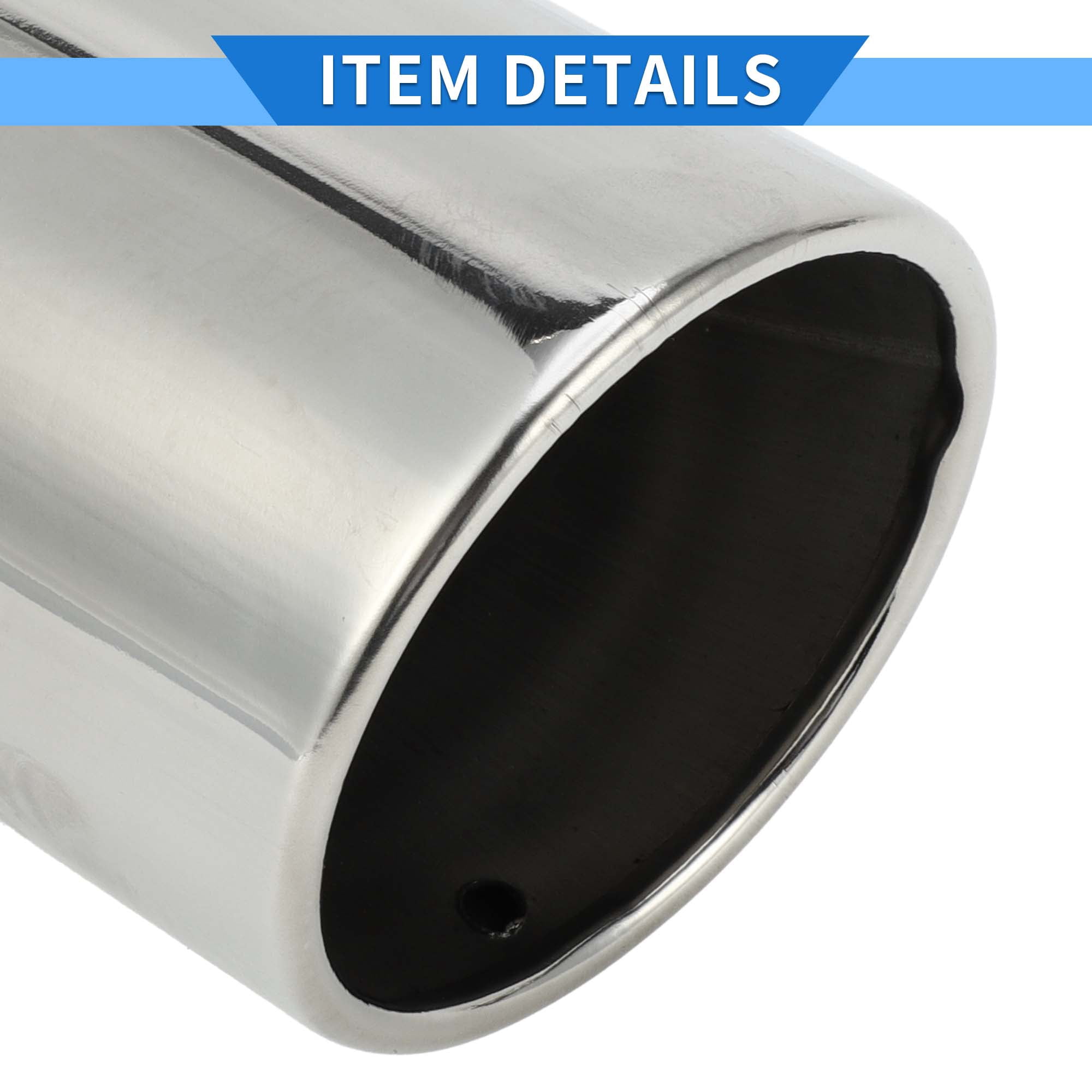 Unique Bargains Slant Cut Exhaust Tip 1.6 - 3.0 Inlet 3.9 Outlet 7.3 Length Silver Tone