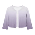 thumbnail image 3 of CaComMARK PI Cropped Cardigan for Women 3/4 Sleeve Open Front Bolero Shrug Trendy Cardigans Coat Tops Purple, 3 of 7