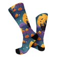 thumbnail image 7 of Halloween Socks Funny Halloween Pumpkin Novelty Crazy Crew Socks for Men Women Casual Athletic Breathable Mid Calf Anti Slip Socks Purple, 7 of 7