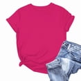 thumbnail image 2 of T Shirts for Women Casual Summer Dressy Short Sleeve Crew Neck Plain Tops Tee Women Blouses Clothes Solid Color Loose Fashion Shirts, 2 of 4