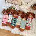 thumbnail image 4 of Fluffy Cozy Plush Soft Slipper Socks for Fall Winter Gifts Warm Sleeping Home 5/6 Pairs, Tan, 6-11, 4 of 5