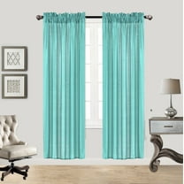 2-PC Set MR2 Teal color Rod Pocket Faux Silk Window Curtain Treatment, Set of Two (2) Solid Semi Sheer Panels 55" W x 84" L (Each)