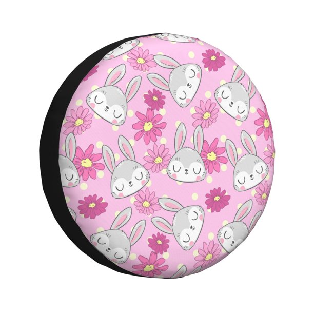 Fotbe Sunflower Rabbit Funda de Llanta de Repuesto con Estampado, Engrosada, Ajuste Universal para Jeep, Remolque, RV, SUV, Camión-15 inch