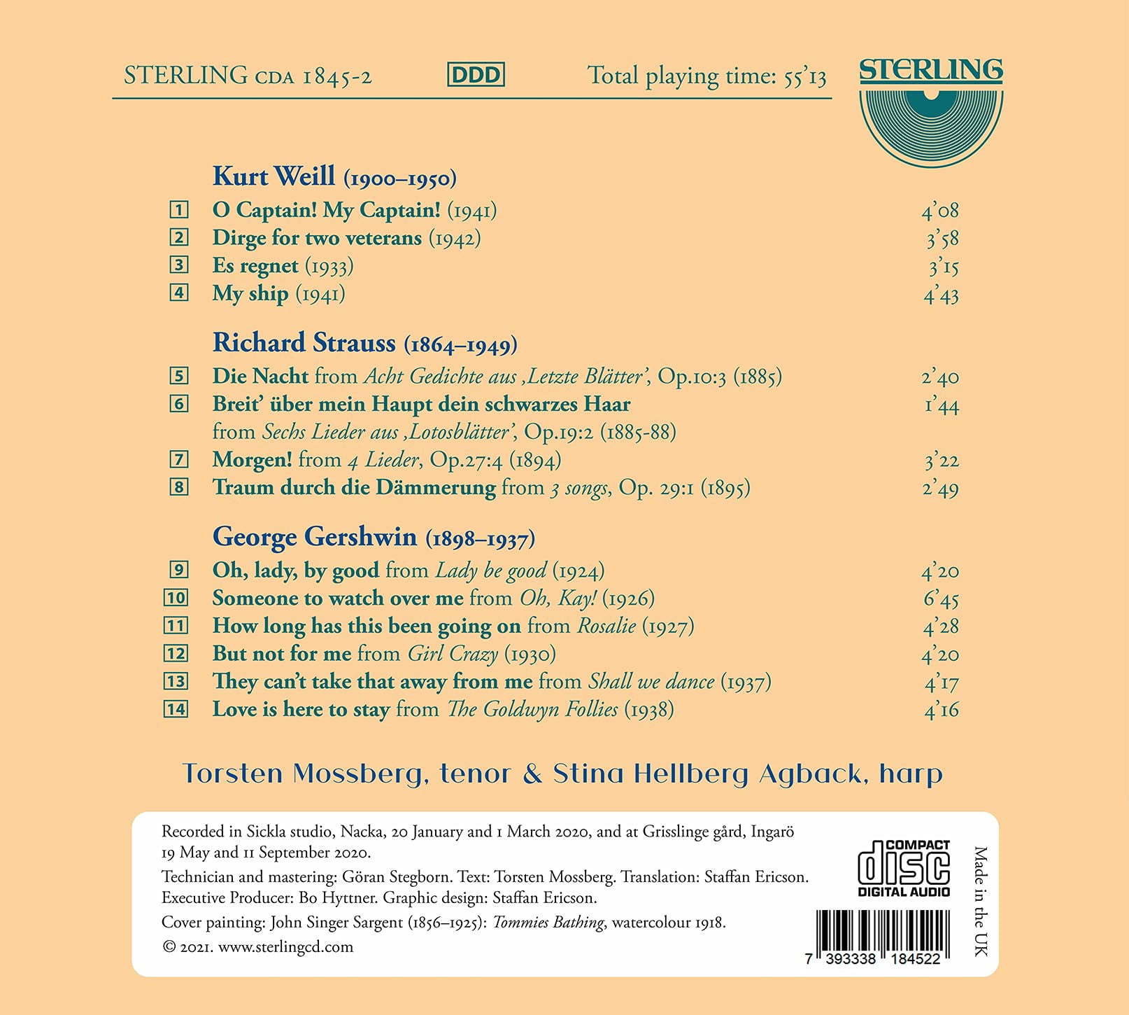 Mossberg Agback - Songs to Harp - Music & Performance - CD