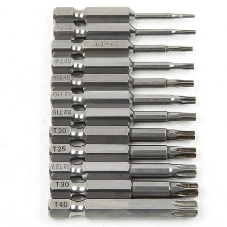 

Tonsiki 12pcs 50mm Torx Screwdriver Bits Set S2 Steel 1/4 Hex Shank Star Head Torx Bits Set