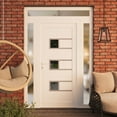 thumbnail image 3 of Front Exterior Prehung Metal-Plastic Door Frosted Glass | Manux 8933 White Silk | 2 Side and Top Sidelite Transom | Office Commercial and Residential Doors Patio 60x94 (W14+32+14x80+14) Right-hand, 3 of 6