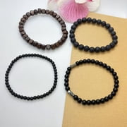 Bracelets for Men 4pcs Stone Beaded Stretch Bracelets Set for Him