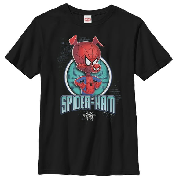 Boy's Marvel Spider-Man: Into the Spider-Verse Peter Porker  Graphic Tee Black Medium