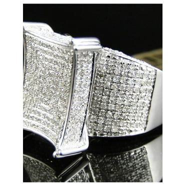 Pave Diamond XL Kite Shape Ring set in 10K White Gold (2.0 Ct)