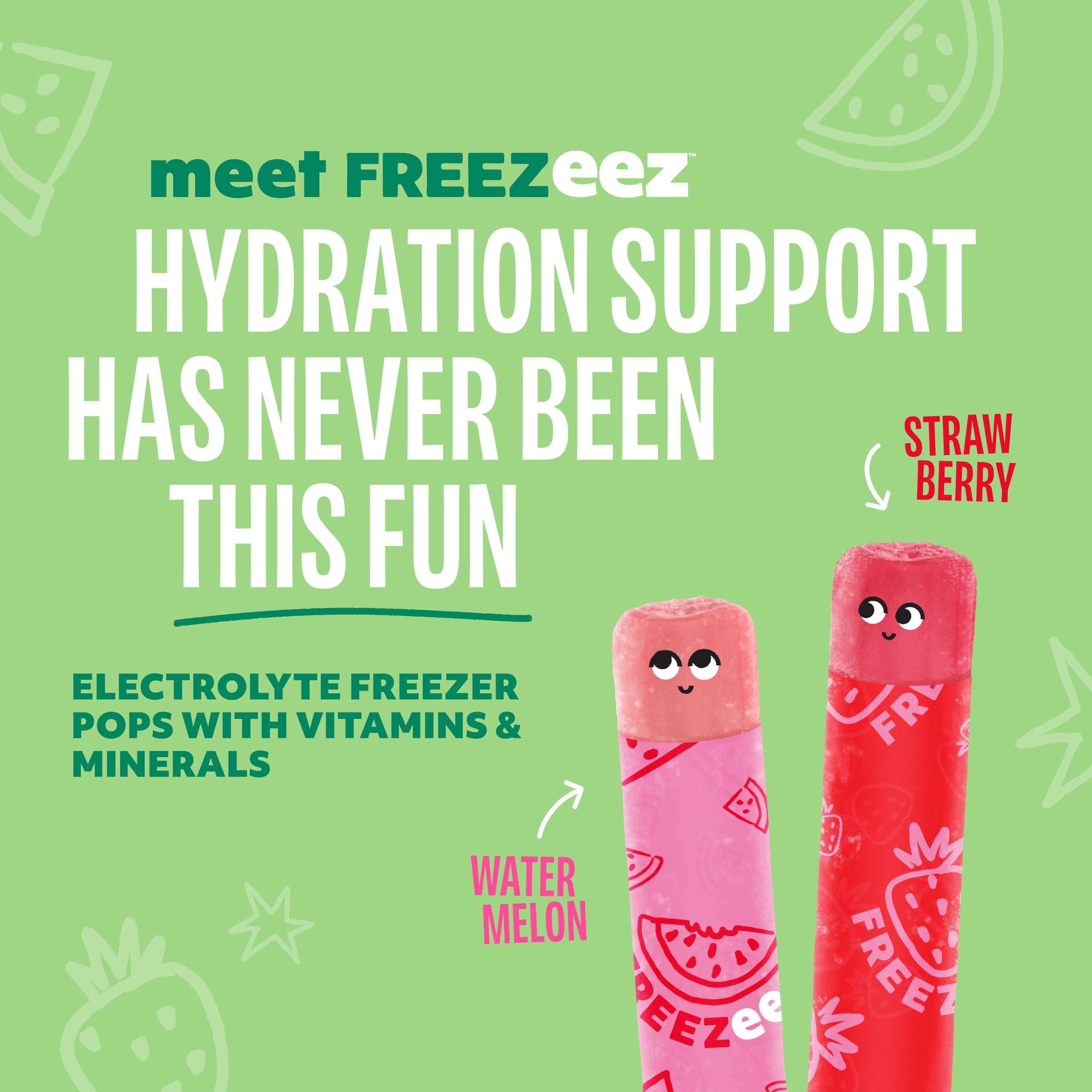 Freezeez Electrolyte Pops - Frozen Hydration Pops for Kids, 12 Count Variety Pack