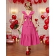 thumbnail image 4 of Arshiner Tween Girl Summer Dresses Easter Graduation Tie Back Flutter Sleeve Maxi Dress, 4 of 6