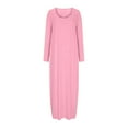 thumbnail image 4 of Roncen Women's Solid Color Dress with Sexy Round Neck and Long Sleeves - Elegant Long Dress, 4 of 6