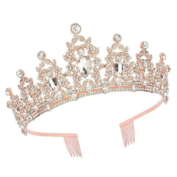 lixuesong Luxurious Crowns Hair Hoop Girl Birthday Party Elegant Pageant Water Drop Crystal Girl Wedding Costume Headwear