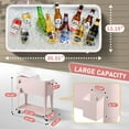 thumbnail image 2 of Pink 80QT Patio Rolling Cooler Cart with Insulation and Easy Mobility Design, 2 of 28
