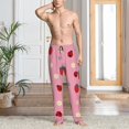 thumbnail image 5 of Uemuo Strawberry and Ladybugs Pattern Men's Wide Leg Palazzo Lounge Pants with Pockets Light Weight Loose Comfy Casual Pajama Pants-Large, 5 of 9