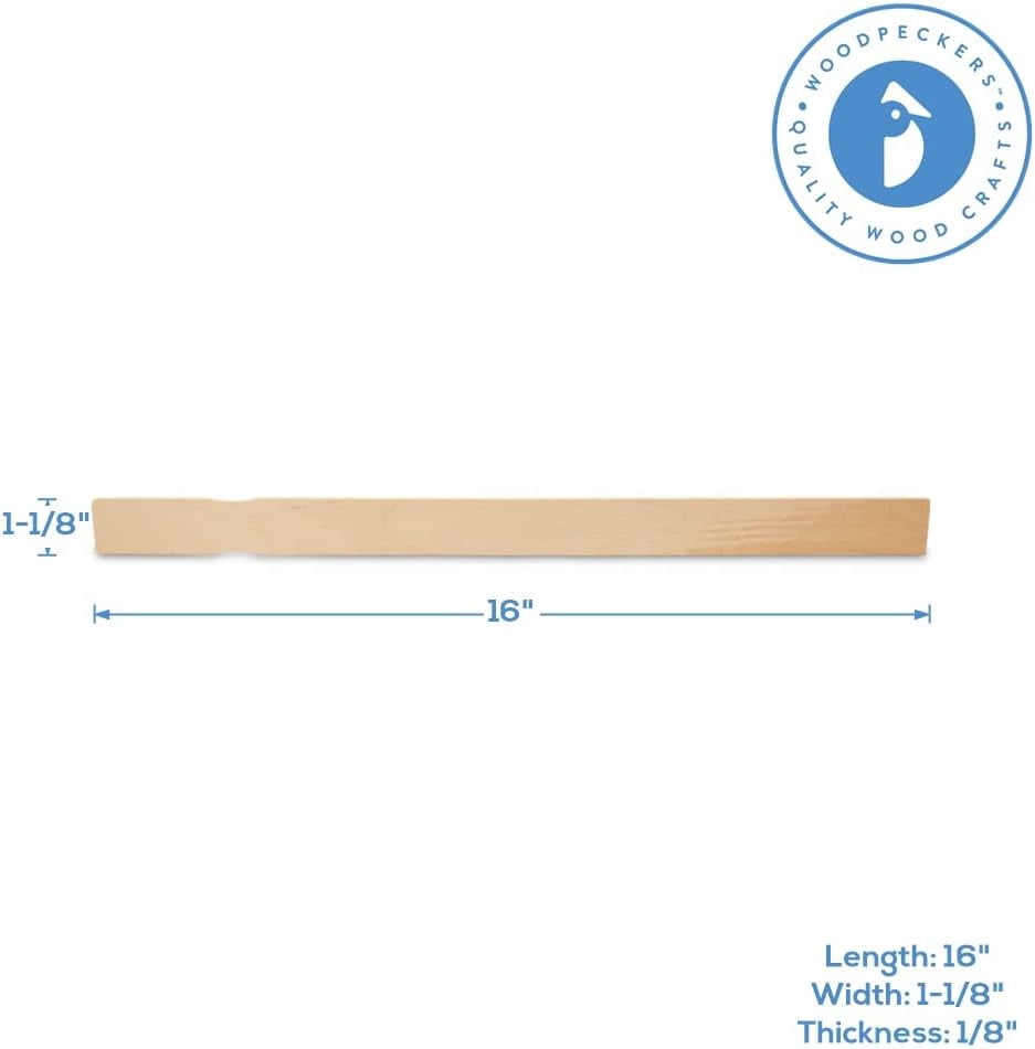 Wood Paint Sticks 16 inch, Pack of 25 Stir Sticks, Jumbo Craft Unfinished Wooden for Crafts, by